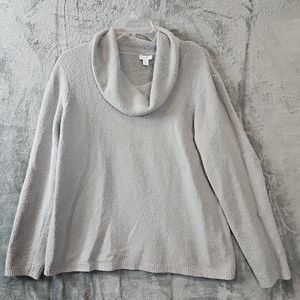 J Jill Cowl Neck Sweater Womens Size Medium Gray Pullover Cotton Wool Blend